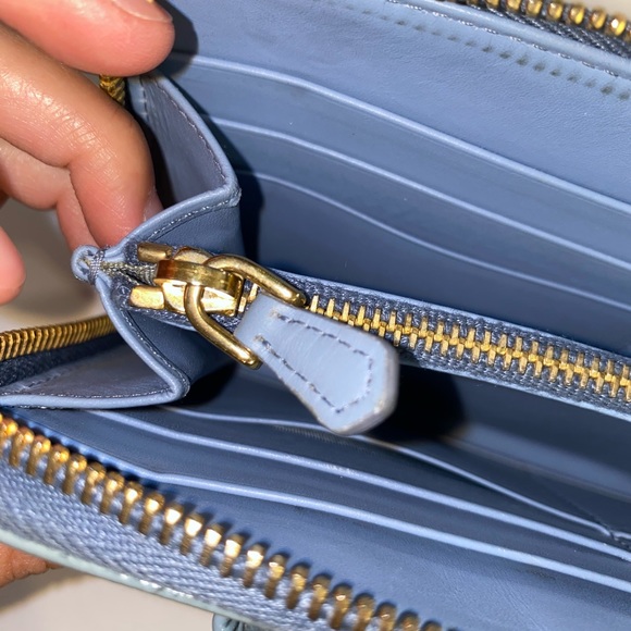 Prada Blue (Astrale) Saffiano Bow Leather Zip Wallet - Picture 13 of 15